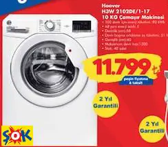 HOOVER H3W 2102DE/1-17 10 KG ÇAMAŞIR MAKİNESİ